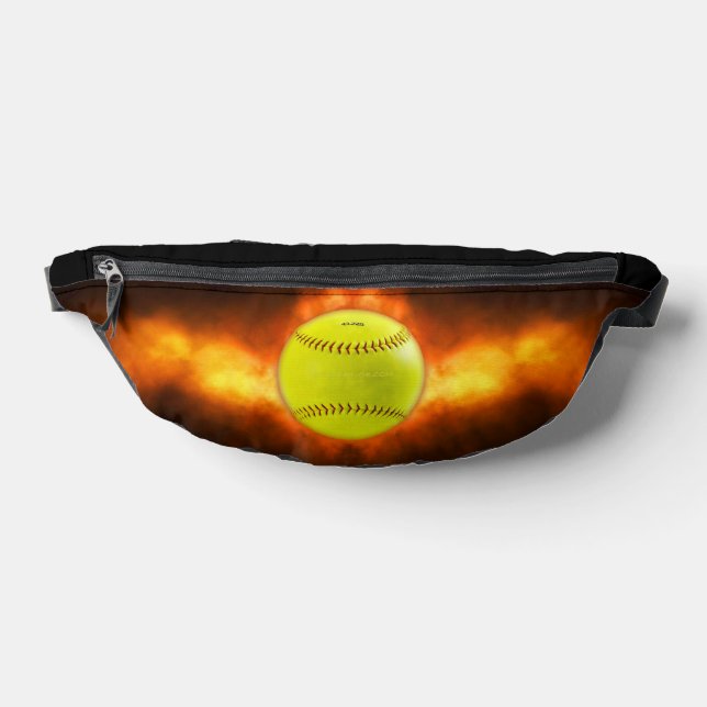 SlipperyJoe's yellow softball fireball flames rasp Fanny Pack (Lay Down)