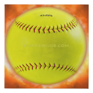 SlipperyJoe's yellow softball fireball flames rasp Faux Canvas Print