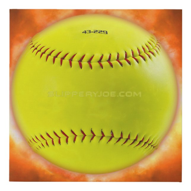 SlipperyJoe's yellow softball fireball flames rasp Faux Canvas Print (Front)