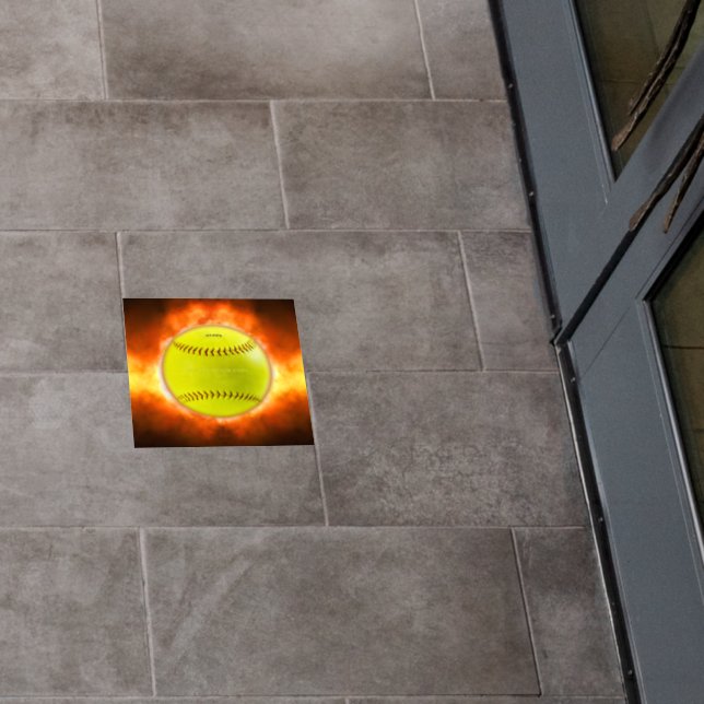 SlipperyJoe's yellow softball fireball flames rasp Floor Decals (Restaurant)