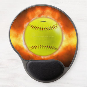 SlipperyJoe's yellow softball fireball flames rasp Gel Mouse Pad