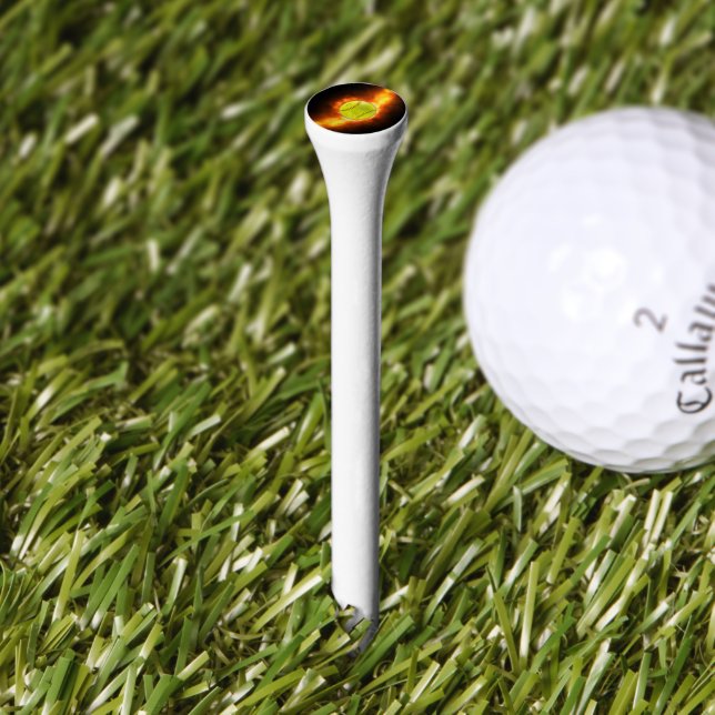SlipperyJoe's yellow softball fireball flames rasp Golf Tees (Grass)