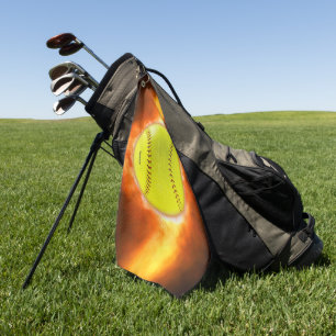 SlipperyJoe's yellow softball fireball flames rasp Golf Towel