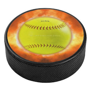 SlipperyJoe's yellow softball fireball flames rasp Hockey Puck