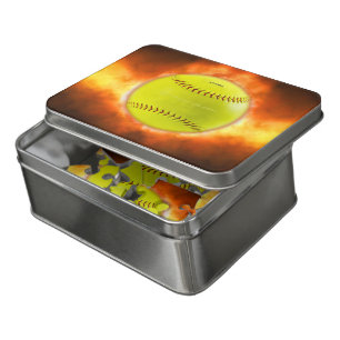 SlipperyJoe's yellow softball fireball flames rasp Jigsaw Puzzle