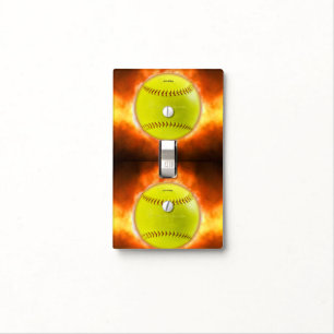 SlipperyJoe's yellow softball fireball flames rasp Light Switch Cover