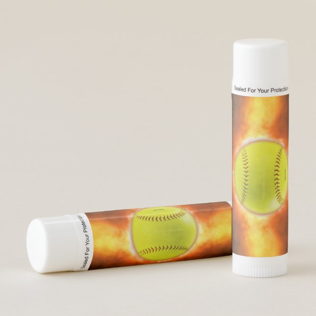 SlipperyJoe's yellow softball fireball flames rasp Lip Balm (Front)