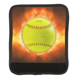 SlipperyJoe's yellow softball fireball flames rasp Luggage Handle Wrap
