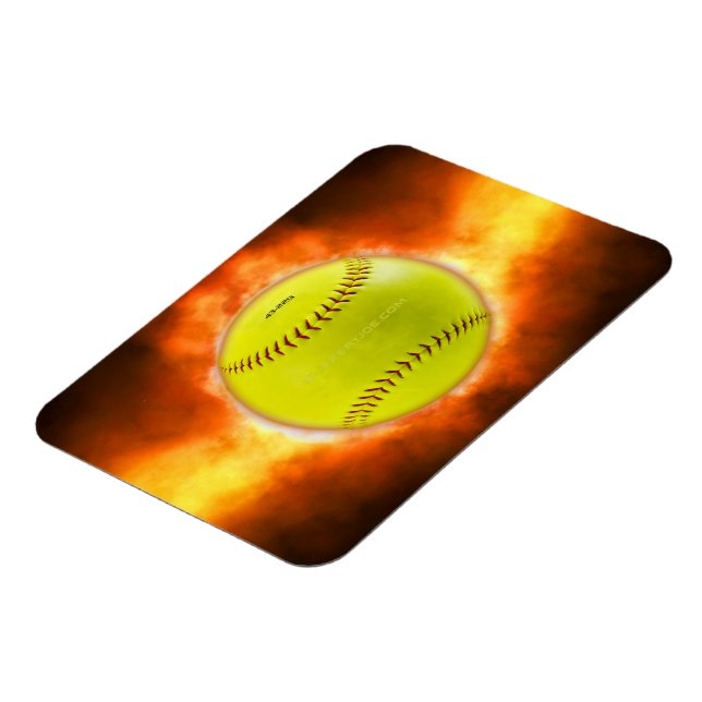 SlipperyJoe's yellow softball fireball flames rasp Magnet (Left Side)