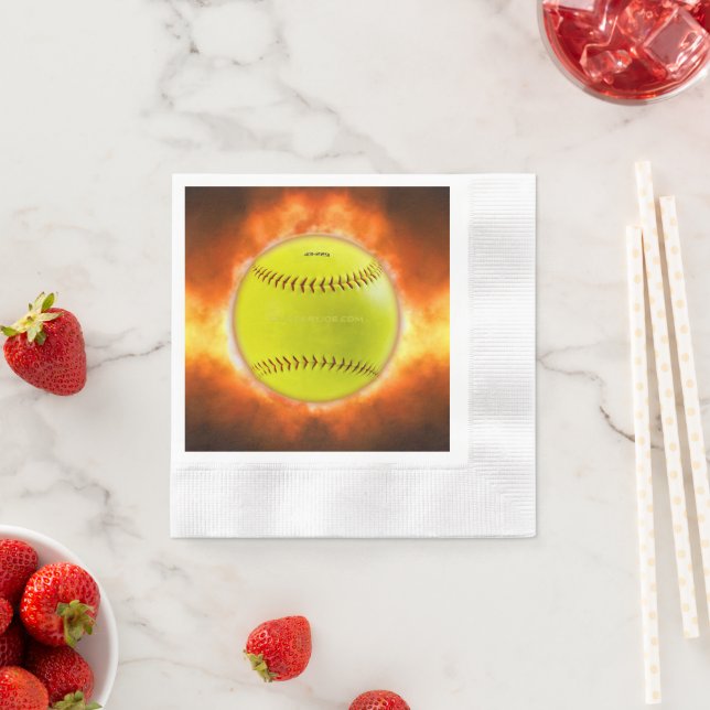 SlipperyJoe's yellow softball fireball flames rasp Napkins (Insitu)
