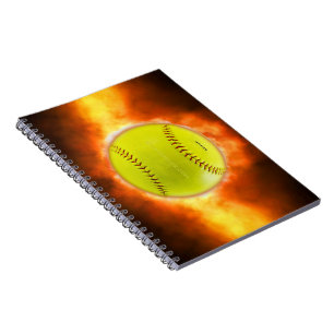 SlipperyJoe's yellow softball fireball flames rasp Notebook