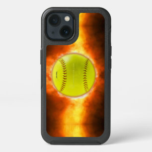 SlipperyJoe's yellow softball fireball flames rasp iPhone 13 Case