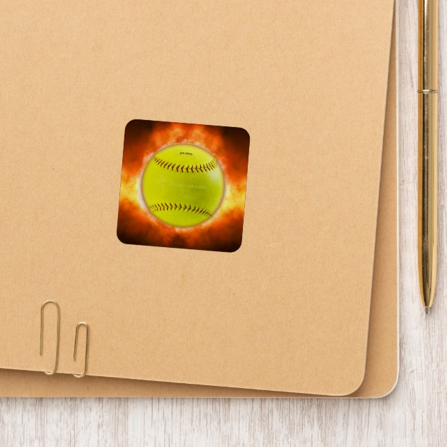 SlipperyJoe's yellow softball fireball flames rasp Patch (On Folder)