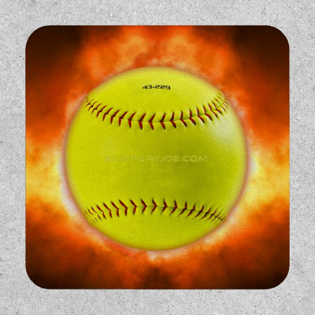 SlipperyJoe's yellow softball fireball flames rasp Patch (Front)