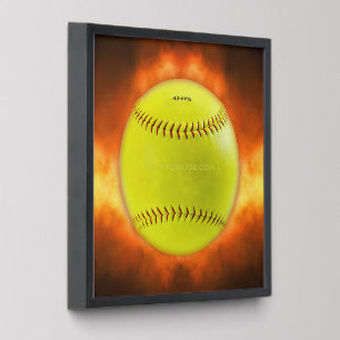SlipperyJoe's yellow softball fireball flames rasp Peel And Stick Photo Tile