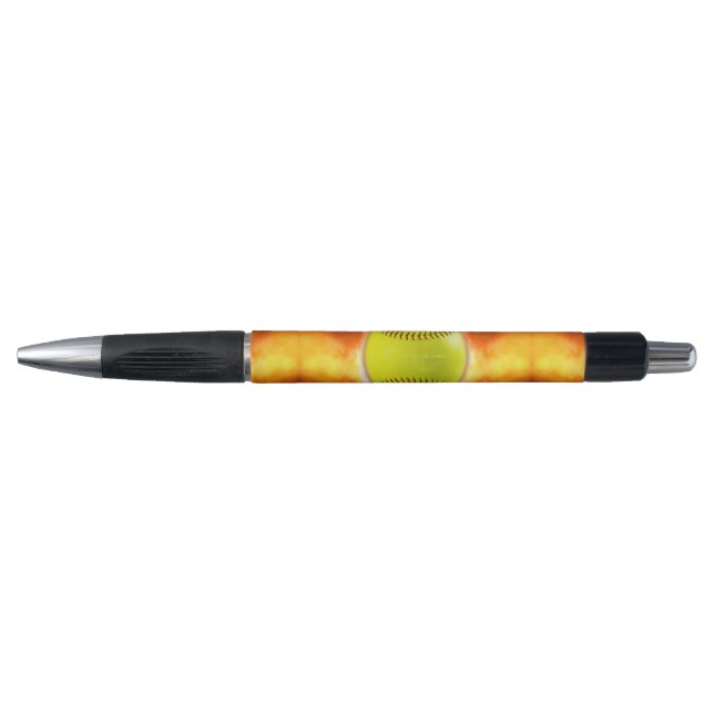 SlipperyJoe's yellow softball fireball flames rasp Pen (Front)