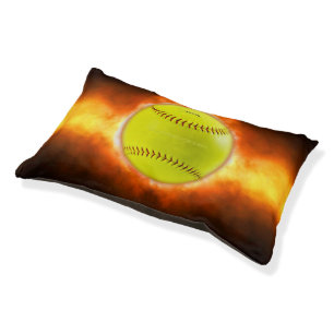 SlipperyJoe's yellow softball fireball flames rasp Pet Bed