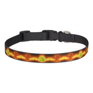 SlipperyJoe's yellow softball fireball flames rasp Pet Collar