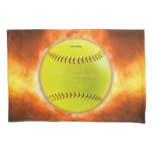 SlipperyJoe's yellow softball fireball flames rasp Pillow Case