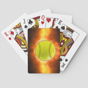 SlipperyJoe's yellow softball fireball flames rasp Poker Cards