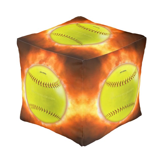 SlipperyJoe's yellow softball fireball flames rasp Pouf (Angled Front)