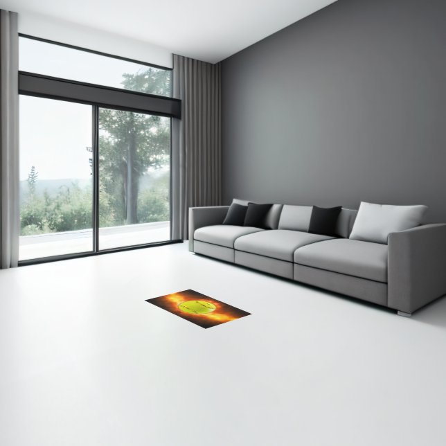 SlipperyJoe's yellow softball fireball flames rasp Rug (Insitu (Indoor 3))