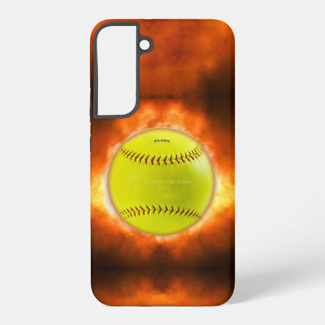 SlipperyJoe's yellow softball fireball flames rasp Samsung Galaxy Case (Back)
