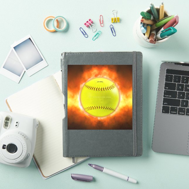 SlipperyJoe's yellow softball fireball flames rasp Sticker (iPad Cover)