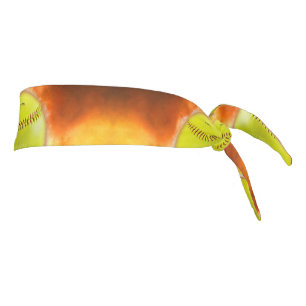 SlipperyJoe's yellow softball fireball flames rasp Tie Headband