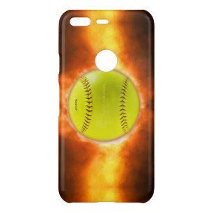 SlipperyJoe's yellow softball fireball flames rasp Uncommon Google Pixel Case