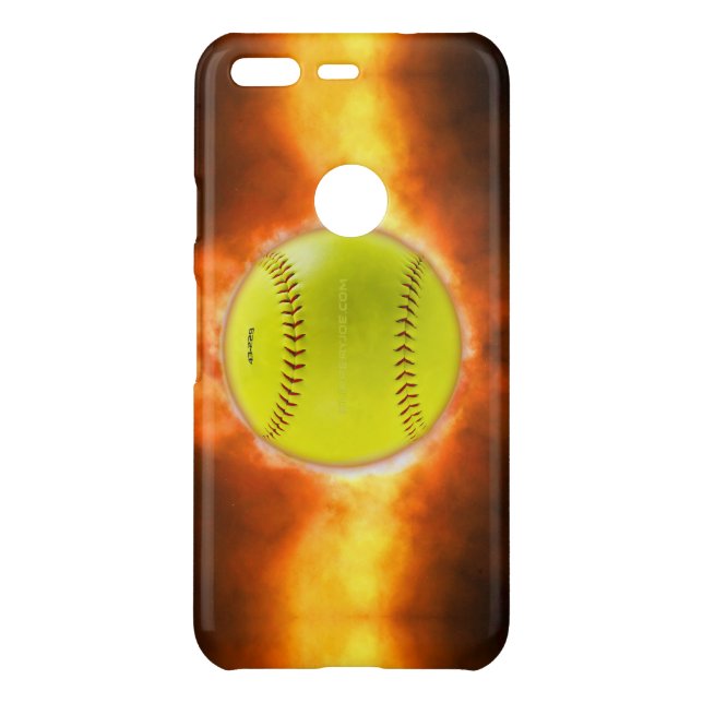 SlipperyJoe's yellow softball fireball flames rasp Uncommon Google Pixel Case (Back)