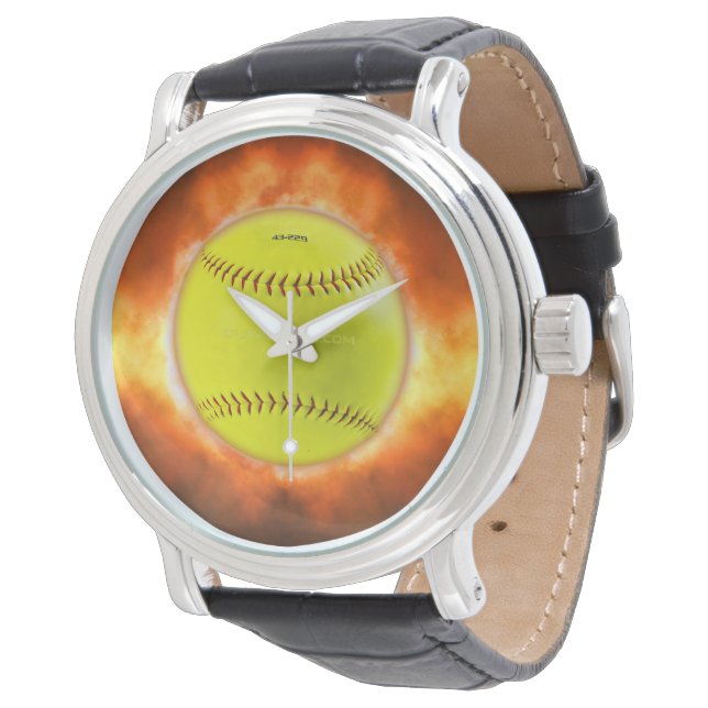 SlipperyJoe's yellow softball fireball flames rasp Watch (Angled)