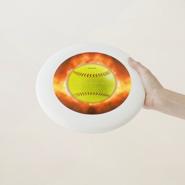 SlipperyJoe's yellow softball fireball flames rasp Wham-O Frisbee (In Hand)