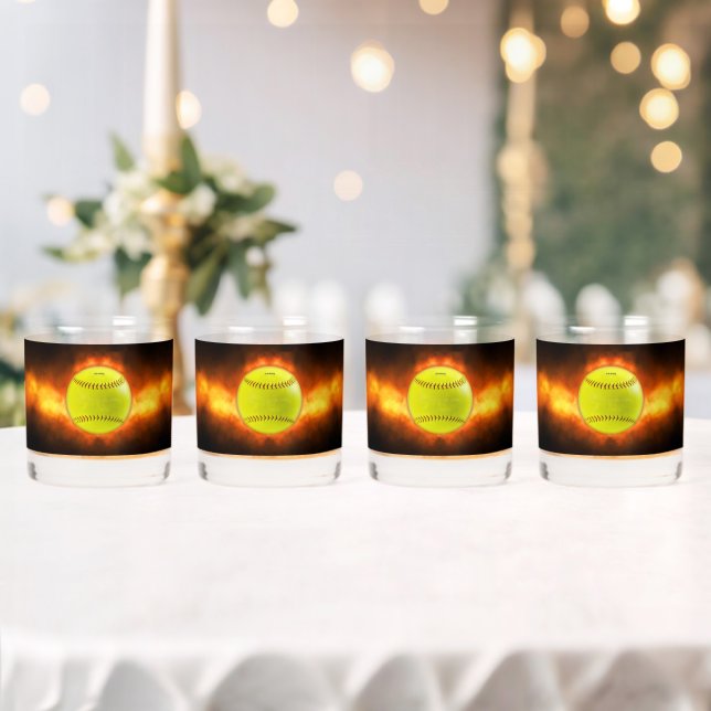 SlipperyJoe's yellow softball fireball flames rasp Whiskey Glass (Insitu (Wedding))