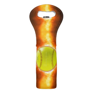 SlipperyJoe's yellow softball fireball flames rasp Wine Bag