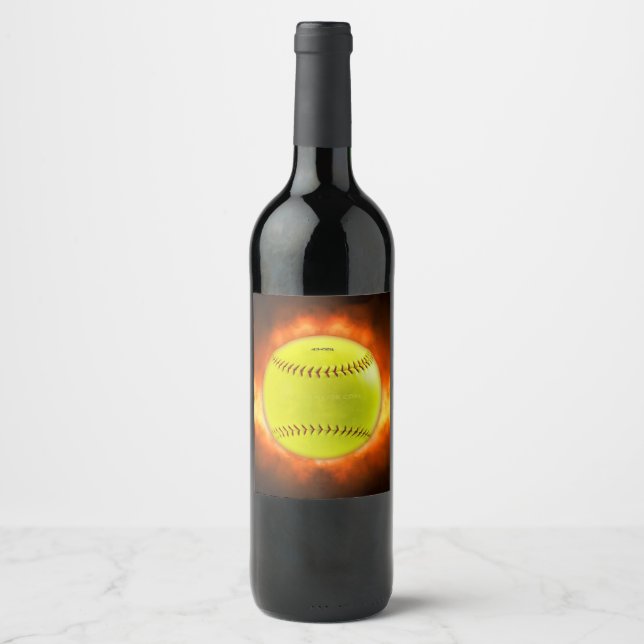 SlipperyJoe's yellow softball fireball flames rasp Wine Label (Front)