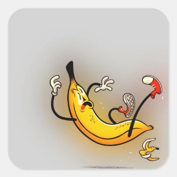Slipping Banana Square Sticker by TheFruityBasket at Zazzle