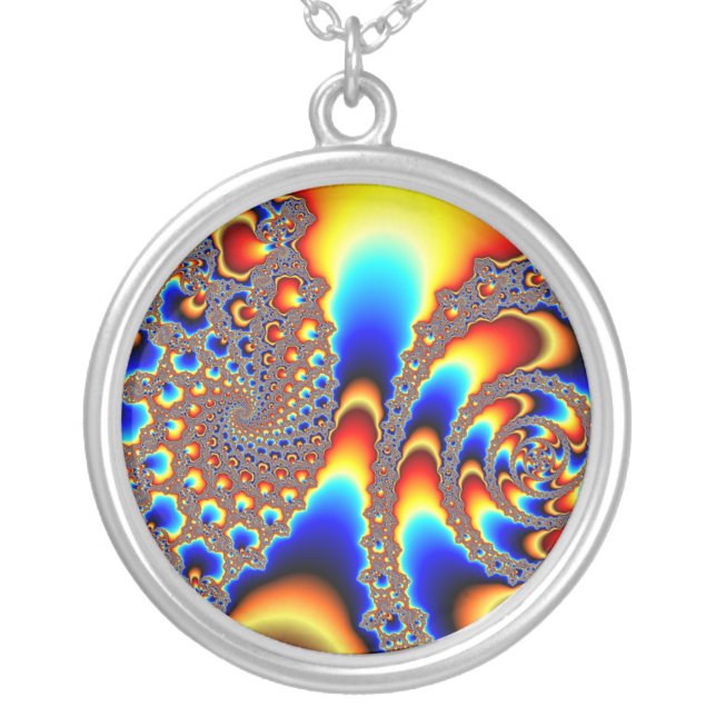 Slipping Through - Fractal Art Silver Plated Necklace (Front)