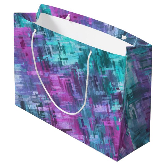 slipstream digihatch - teal and purple : large gift bag (Back Angled)