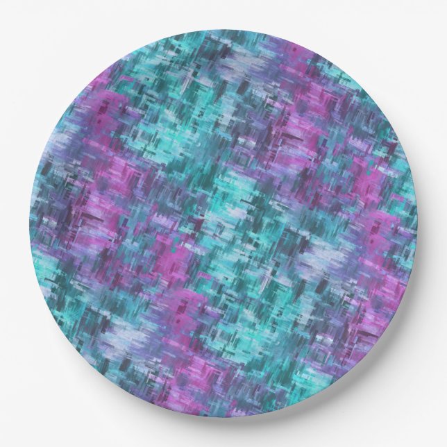 slipstream digihatch - teal and purple : paper plates (Front)