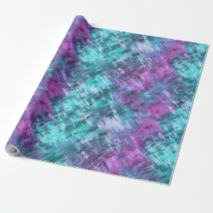 slipstream digihatch - teal and purple : wrapping paper
