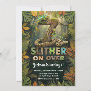 Slither On Over Reptile Jungle 7th Birthday Invitation
