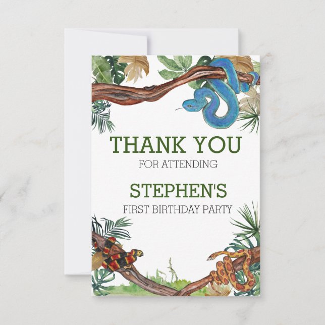 Slither on over Snake Reptile Lover Birthday Thank You Card (Front)