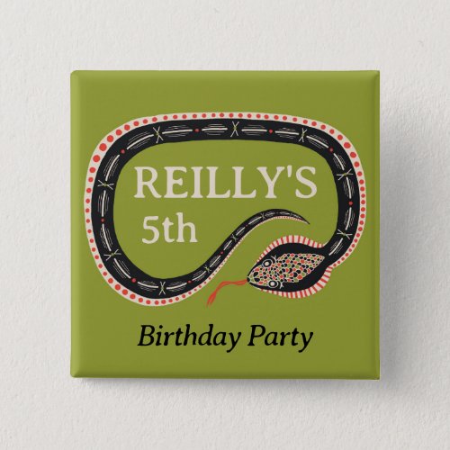 Slither Snake Kids Birthday Party Pin Button