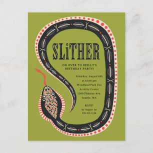 Slither Snake Kid's Birthday Postcard Invitation