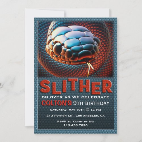 Slither Snake Reptile Birthday Party Invitation