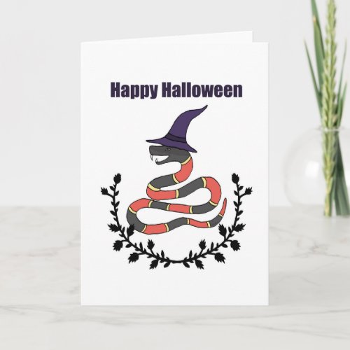 Slithering Poisonous Snake witch hat Halloween Card