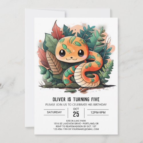 Slithering Python Wildlife Birthday Invitation