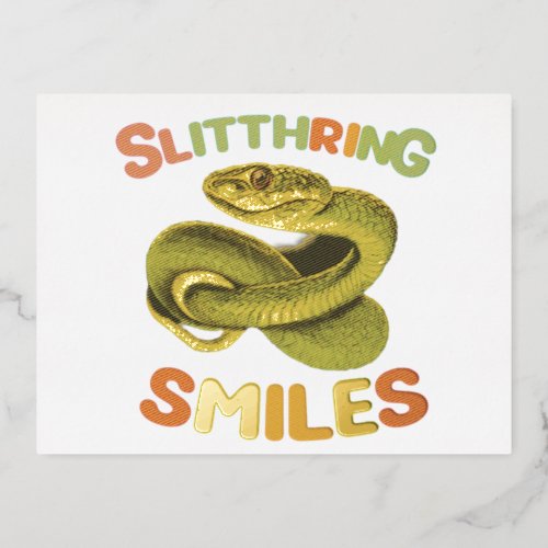 Slithering Smiles Foil Holiday Postcard