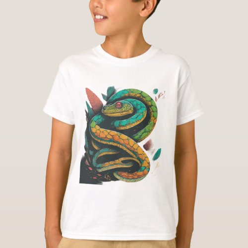 Slithering Smiles Playful Snake T_Shirt Design